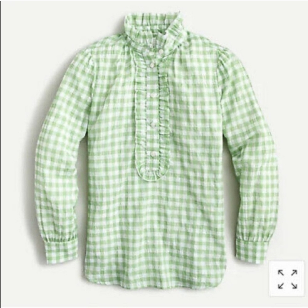 J. Crew Green Gingham Blouse